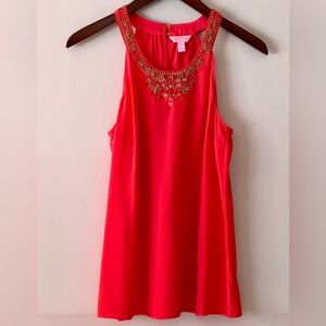 Lilly Pulitzer 100% silk embellished tank size small